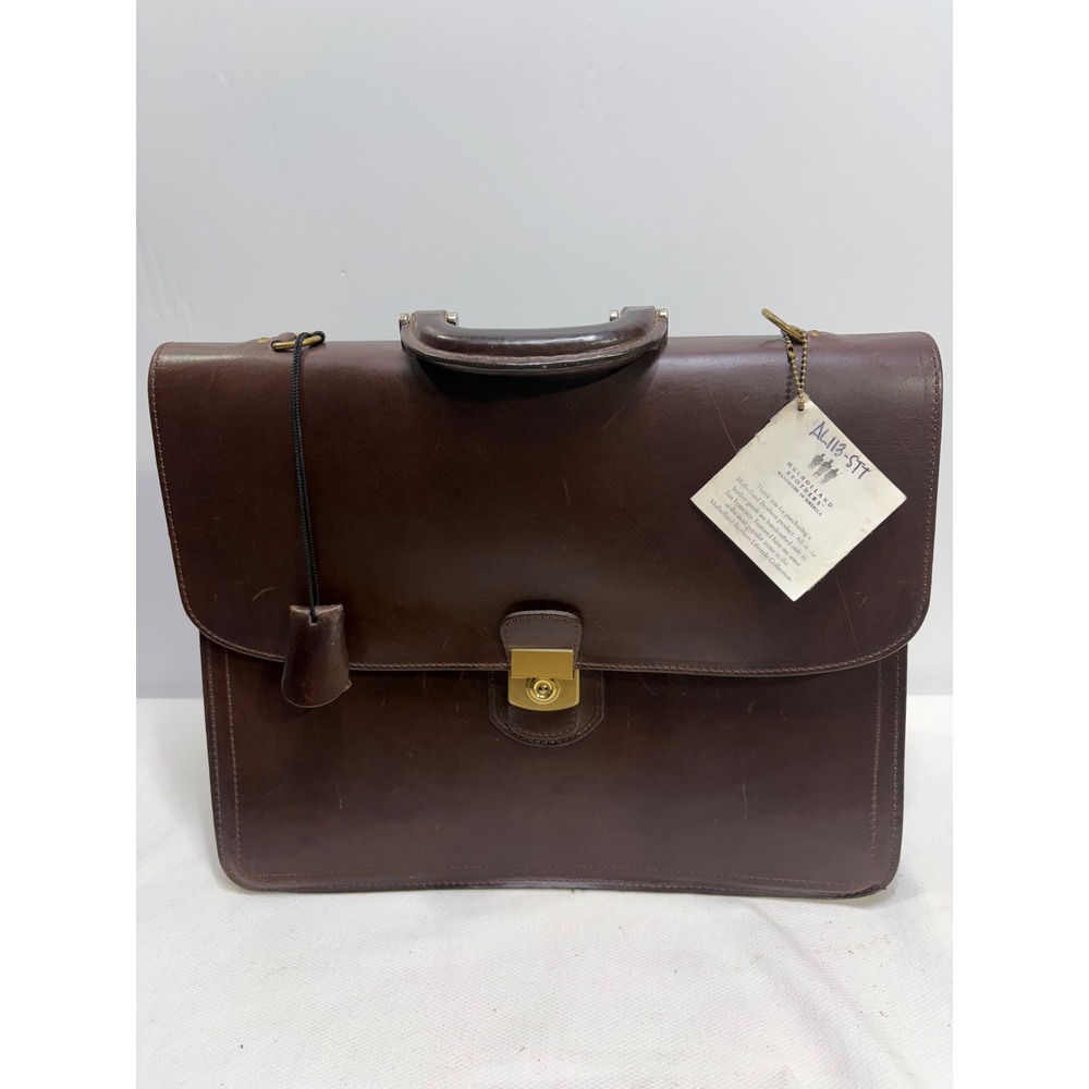 Mulholland Brothers Brown Leather Briefcase Amiet Lock AL113-STT USA New NOS